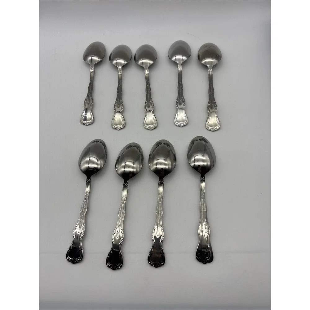 9 Soup Spoons VICTORIA Reed & Barton Select Glossy 18/10 Stainless Flatware
